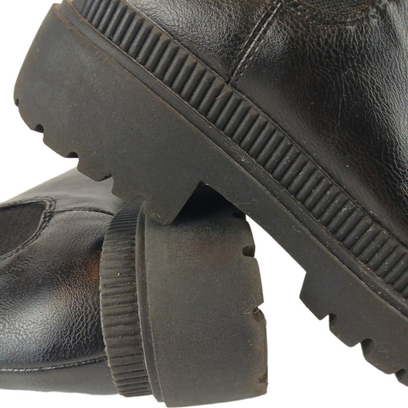 H&M 7 Black Chelsea Chunky Ankle Boots Loops Elasticized Solid Platform Bootie - Picture 5 of 15